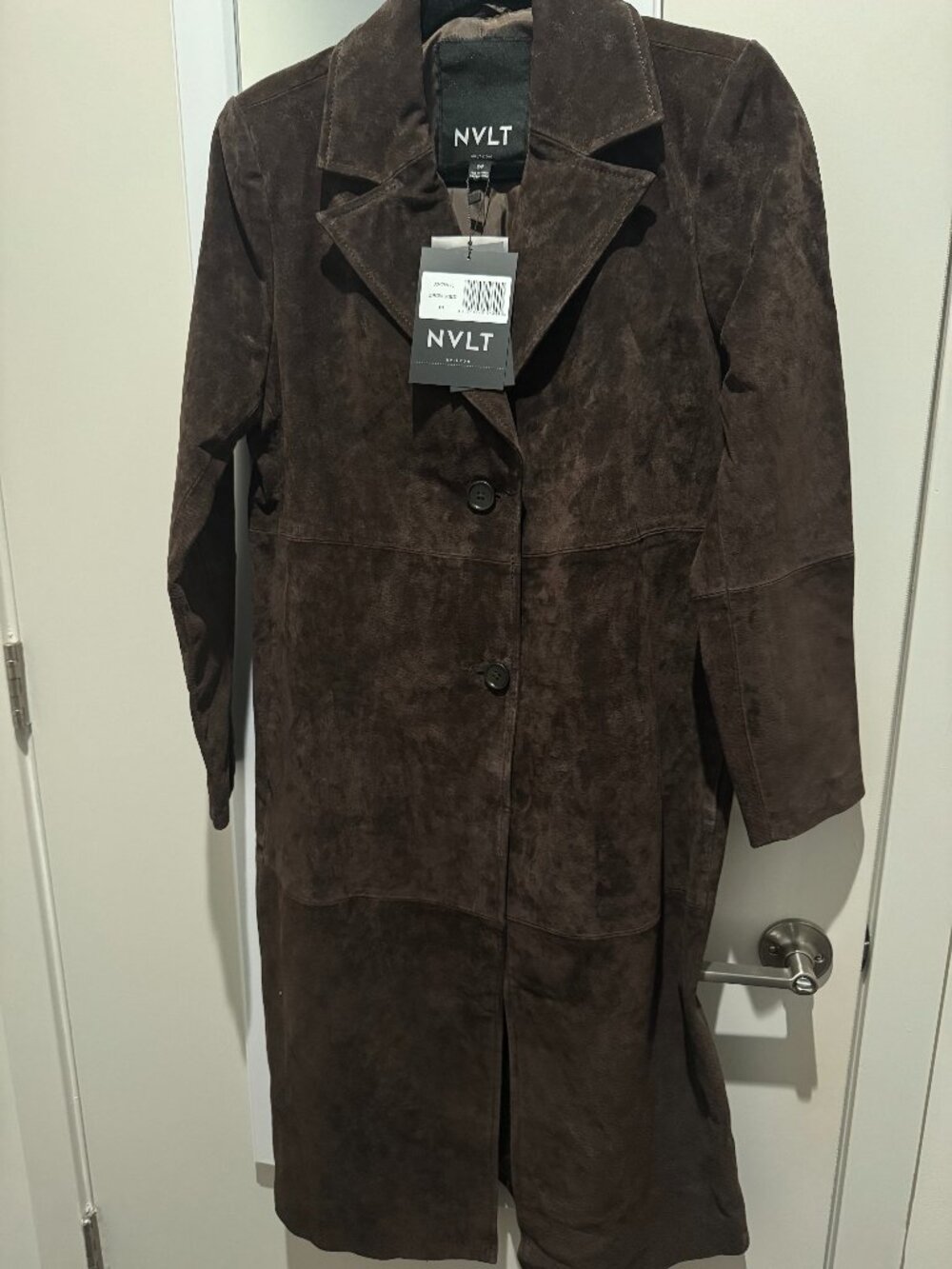 Anthropologie NVLT Rachael Suede Longline Coat Size Small New With Tags - Picture 6 of 7